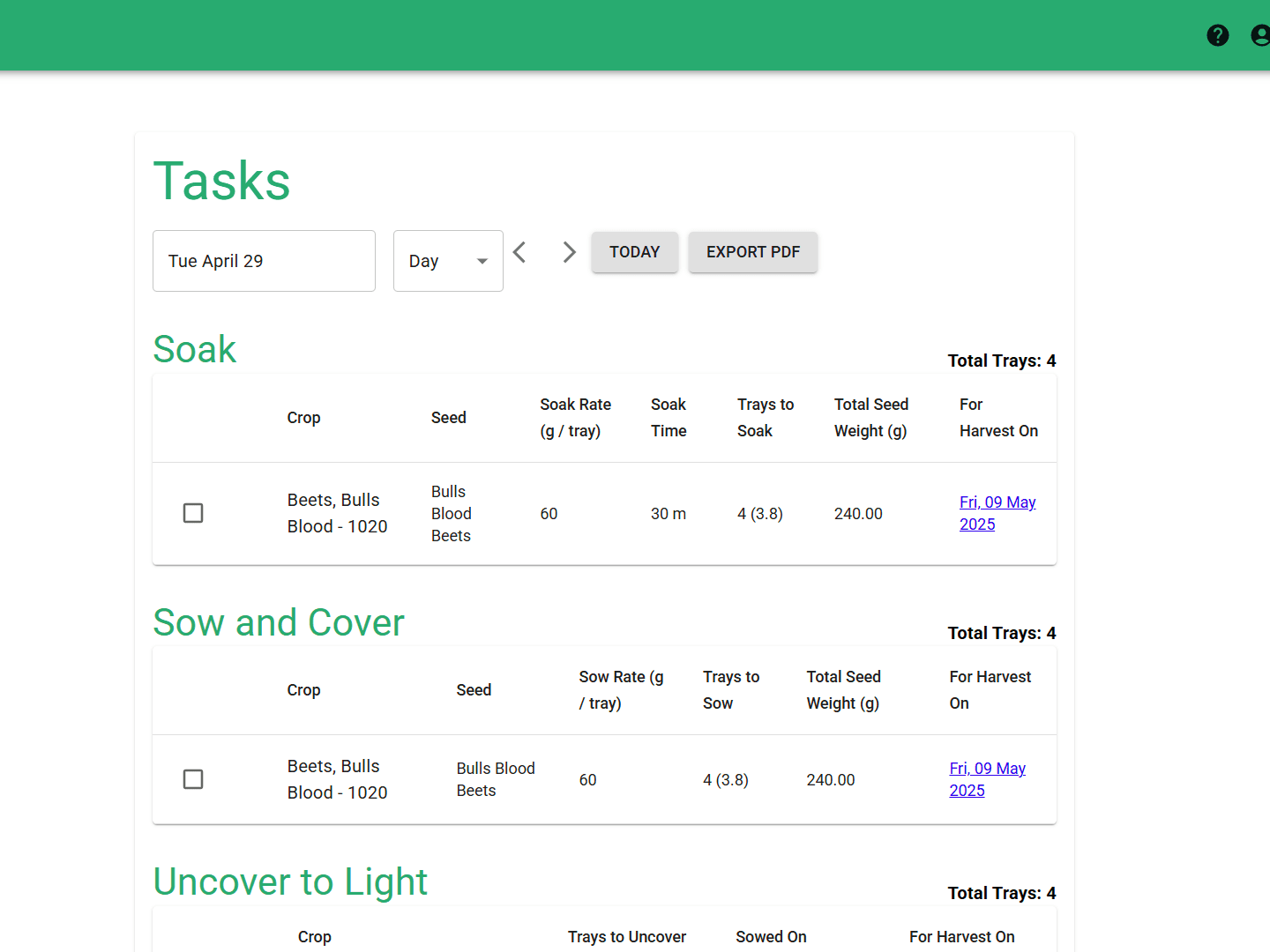 SeedLeaf Tasks screenshot